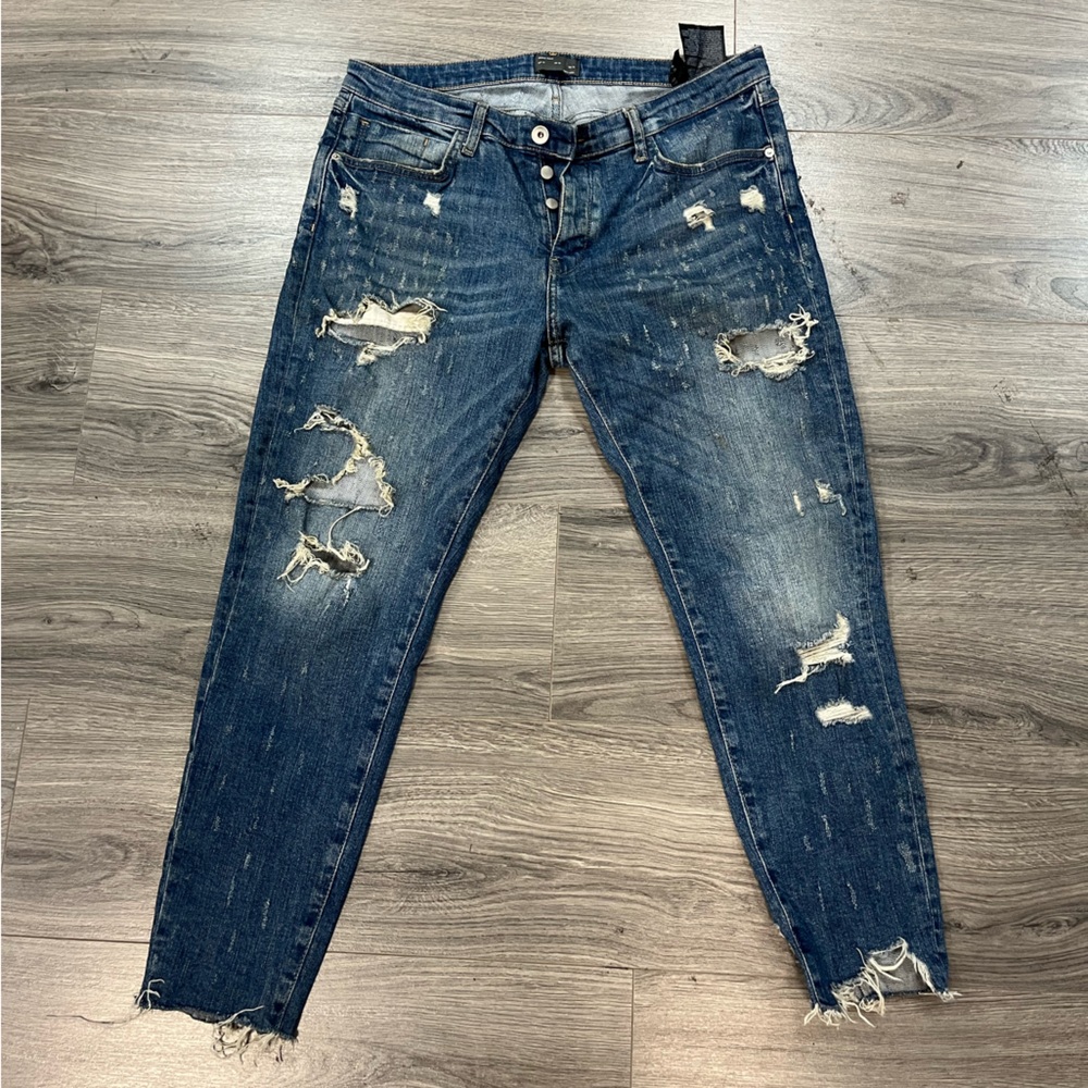 Zara Blue Skinny Jeans Distressed Design